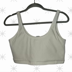 Cream Yoga White Ribbed Scarlett Bra Sz L